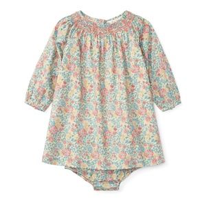 Smocked Floral Cotton Dress